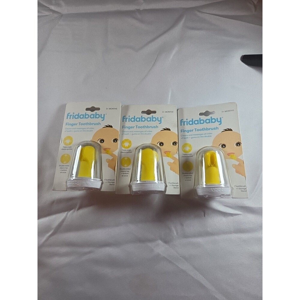 Frida Baby Double Sided Finger Toothbrush Manual Yellow *3+ Months* 3 Pack